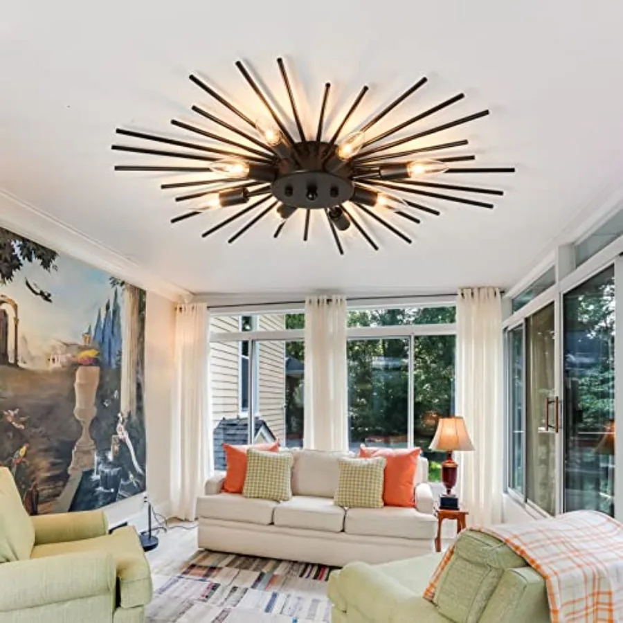 Semi Flush Mount 8 Light Ceiling Light Modern Metal Ceiling Lighting Light Fixture for Farmhouse Kitchen Dining Room Bedroom Ha view 6