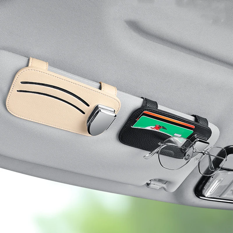

Car Glasses Holder for Sun Visor, Multi-Functional Clip Organizer for Sunglasses & Cards, Universal Car Accessories