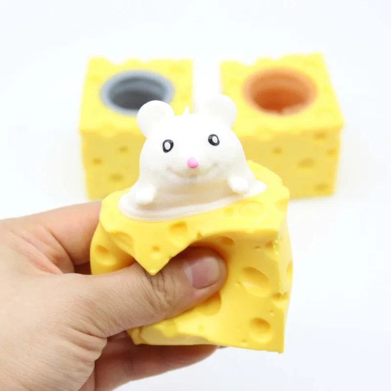 

Stress-relieving Pet Cheese Mouse Cheese Pinch Fun Stress Ball Vent Squirrel Cup Prank Toy Fidget Toys Animal Squeeze Toys