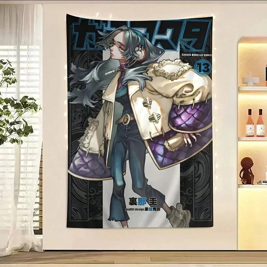 1 Pc Urban Anime Girl Tapestry Magazine Cover Wall Hang Backdrop Cloth for Living Room Bedroom Aesthetic Decor