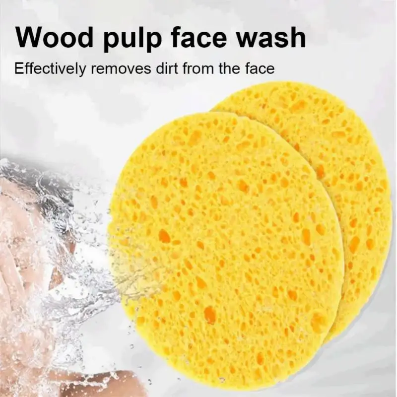 200pcs Face Wash Sponge Puff Round Complexion Clean Absorbent Cellulose Wood Pulp Cotton Makeup Remover Pad Face Cleaning Towel