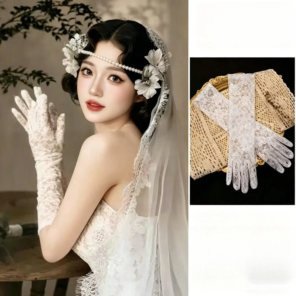 

Retro перчатки кружевные White Gloves Wedding Gloves for Bridal Accessories mangas para vestidos desmontable Wedding Accessories