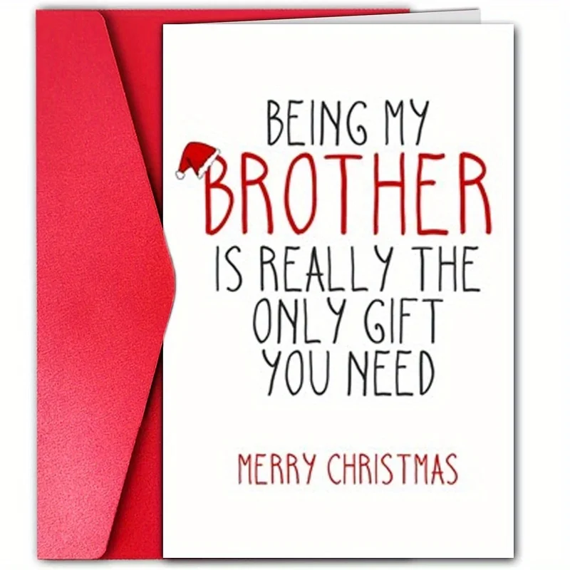 1pc, Christmas time card, Merry Christmas card, December Christmas card, funny brother Christmas card, for brother family