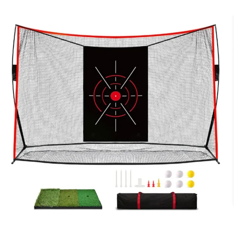 Golf Net Set 10x7 Feet Portable Golf Swing Practice Net with Target Cloth Hitting Pad Tote Bag