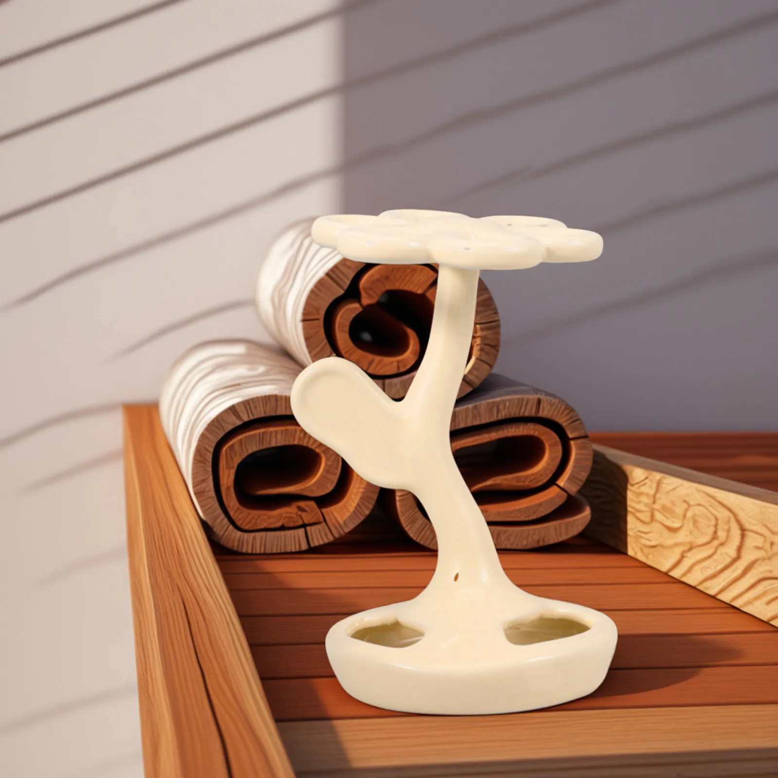 

Ceramic Toothbrush Holder 6 Holes Organizer Bathroom Makeup Brushes Eyebrow Pencils Storage Spacesaving Design