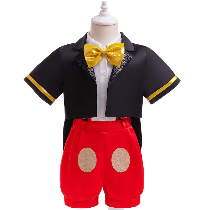 Disney Mickey Cosplay Costume Children\'s boys baby Cute Coat Shirt Shorts Headband Suit Halloween Birthday party Clothes