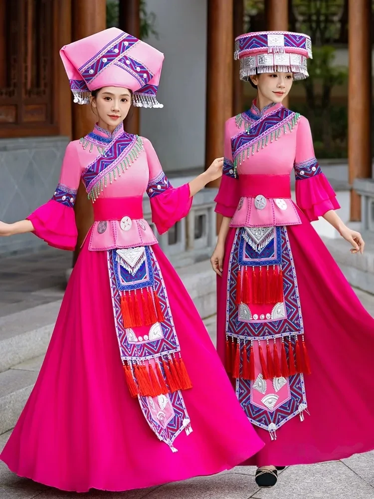4-piece costume set for Tujia women, ethnic minorities in western Hunan, and Miao dance performances