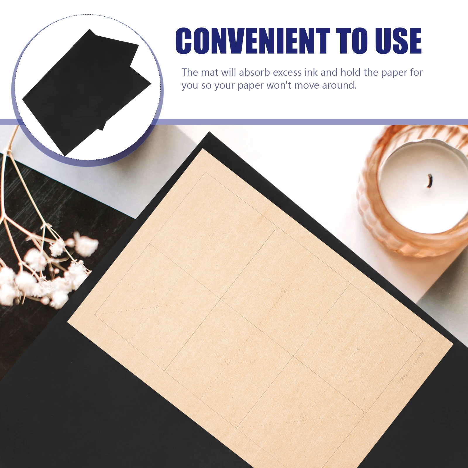 

Wool Felt Pad Home School Supply Chinese Calligraphy Desk Mat and Painting Ink Absorption Drawing Black Color