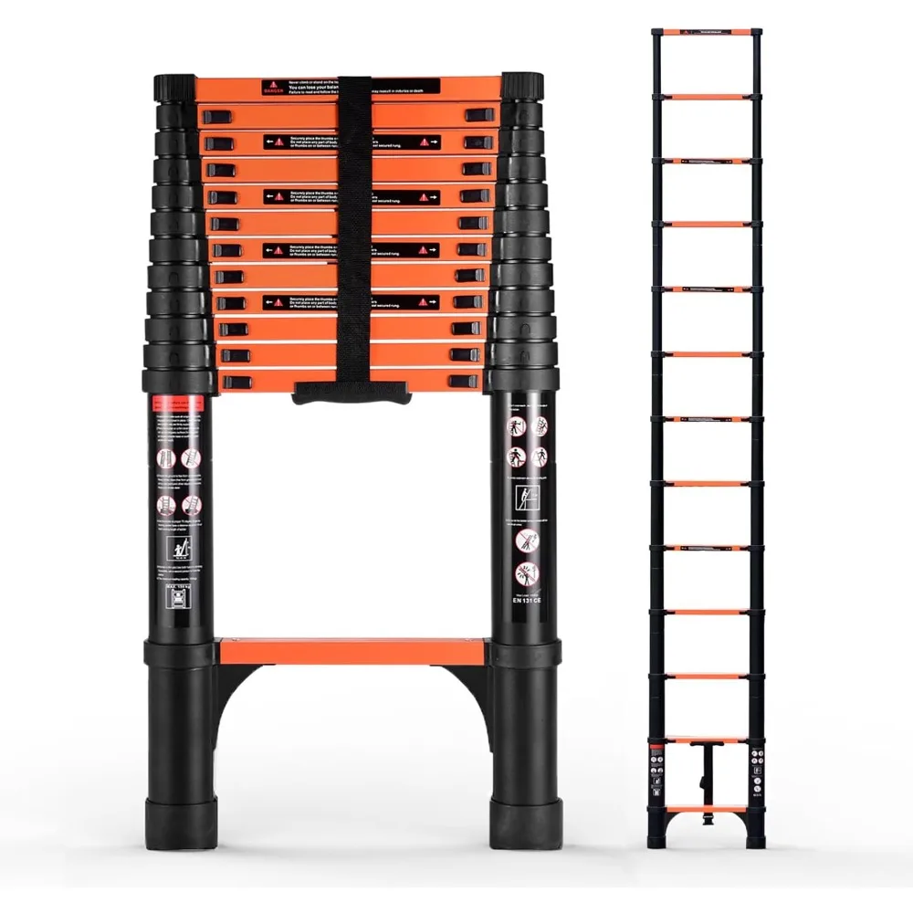 16,5FT telescopische ladder, opklapbare ladder, multifunctionele compacte ladder voor huishoudelijk of buitenwerk, capaciteit 330 lbs