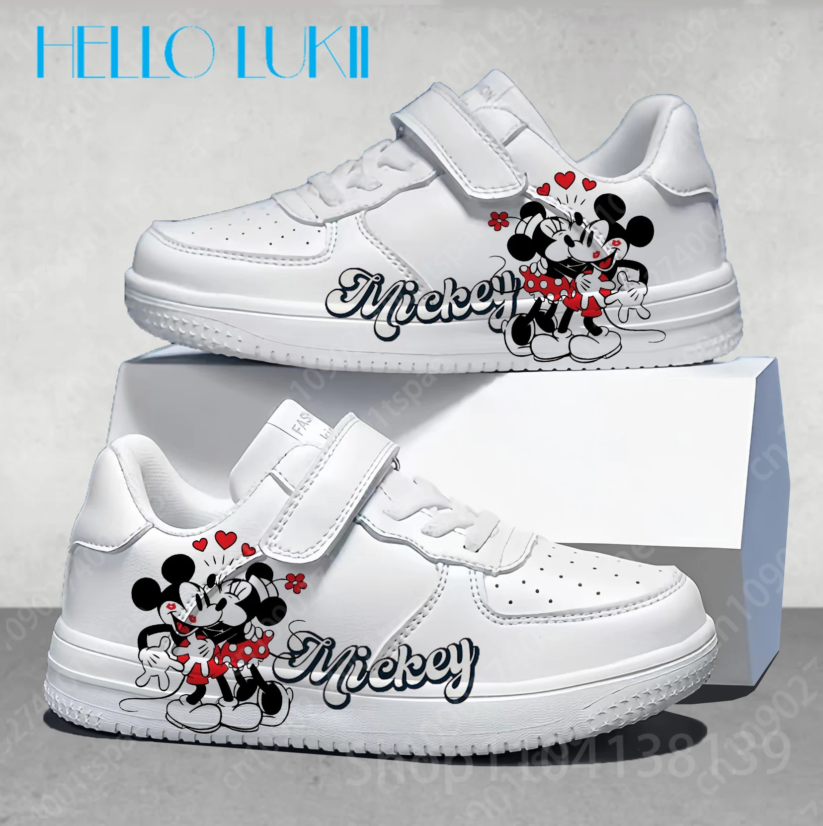 Mickey minnie mouse รองเท้าเด็กรองเท้าผ้าใบเด็กหญิงรองเท้าผ้าใบเด็กแฟชั่นกีฬารองเท้าสบายๆบาสเกตบอลของขวัญ