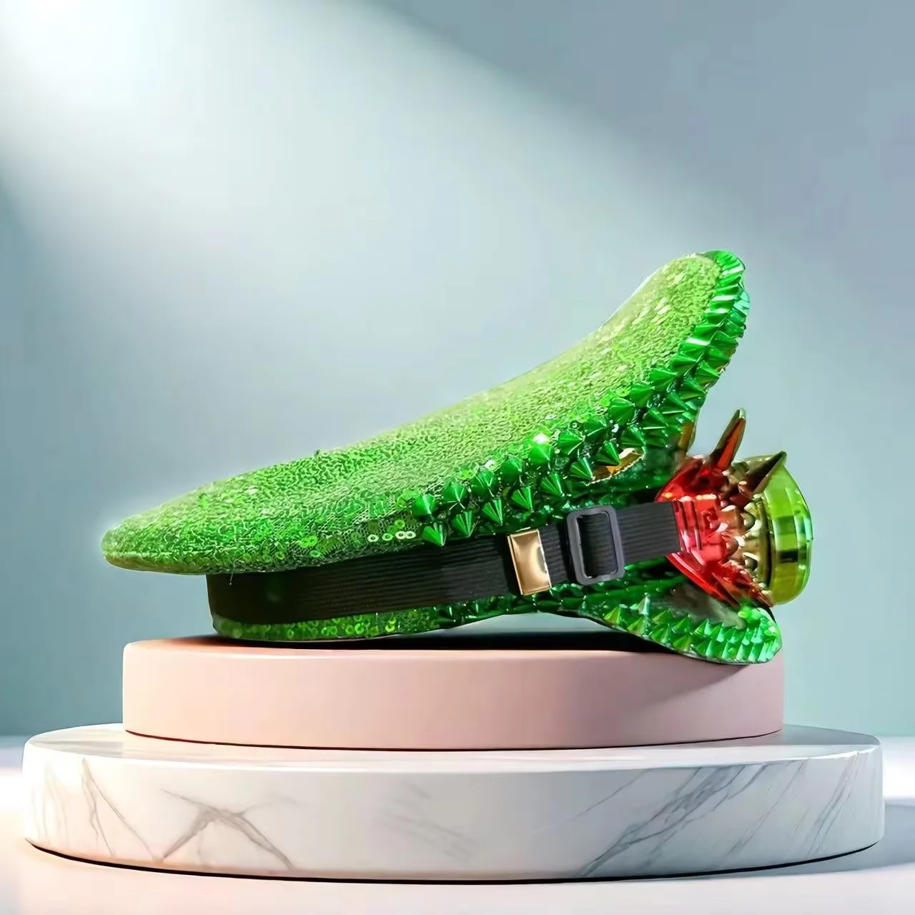 HongLuan Cappello da Capitano Steampunk Verde con Strass con Occhiali per Burning Man Festival Donna, Accessori Militari e Berretto da Uomo