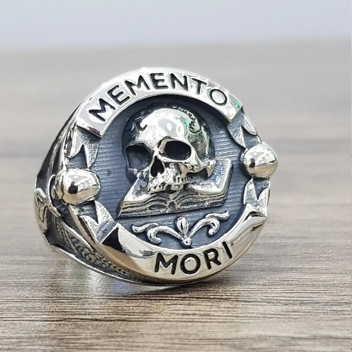 y2k goth Vintage Ethic Memento Mori Carpe Diem Letter Skull Rings For Men Fashion Punk Christmas Skeleton Ring For Women Jewelry