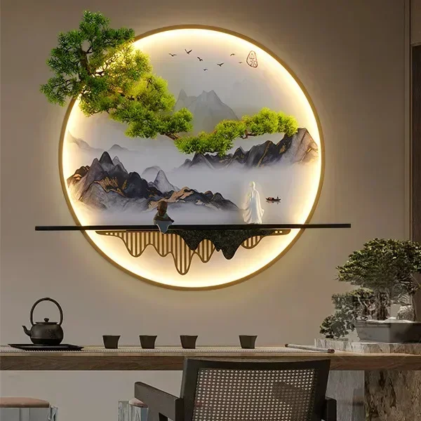 Creative Chinese Landscape LED Wall Sconce, Modern Picture Light for Living Room Bedroom Study, Decorative Indoor Wall Lamp