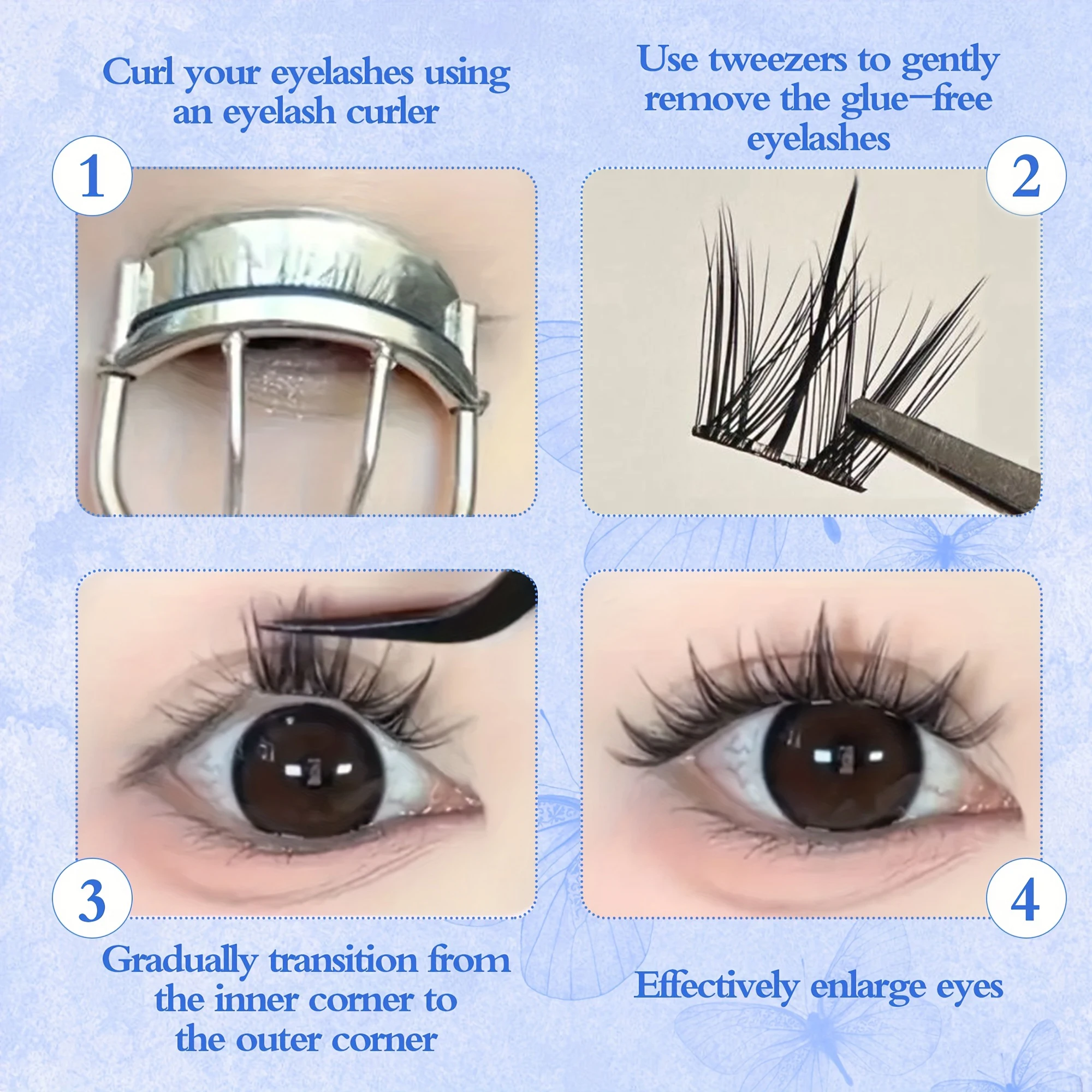 Künstliches Wimpernverlängerungsset im koreanischen Stil: 100 selbstklebende Cluster, superweich und natürlich aussehend für problemloses tägliches Tragen! – Detail 7