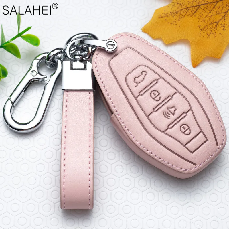 

Leather Car Key Case Cover Holder Shell Fob For Chery Jetour X70 X90 X95 Plus 2023 2024 Protector Keyless Keychain Accessories