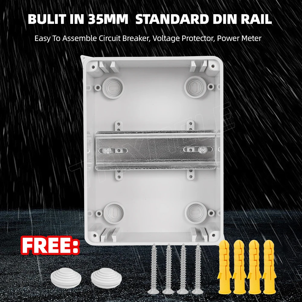 HT IP65 Outdoor Waterproof Electrical Distribution Box 2 3 5 8 12 15 18 24 Ways MCB Switch Meter PC Plastic Junction Wire Box