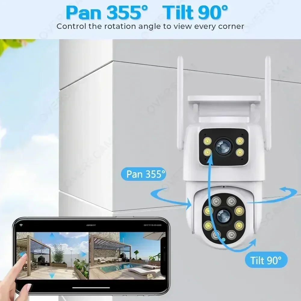 Imagem -06 - Tuya-ptz Solar Outdoor Câmera Dual Lens Wifi Painel Solar Câmera de Segurança 4k hd Cam sem Fio de Vigilância de Vídeo Built-in Bateria