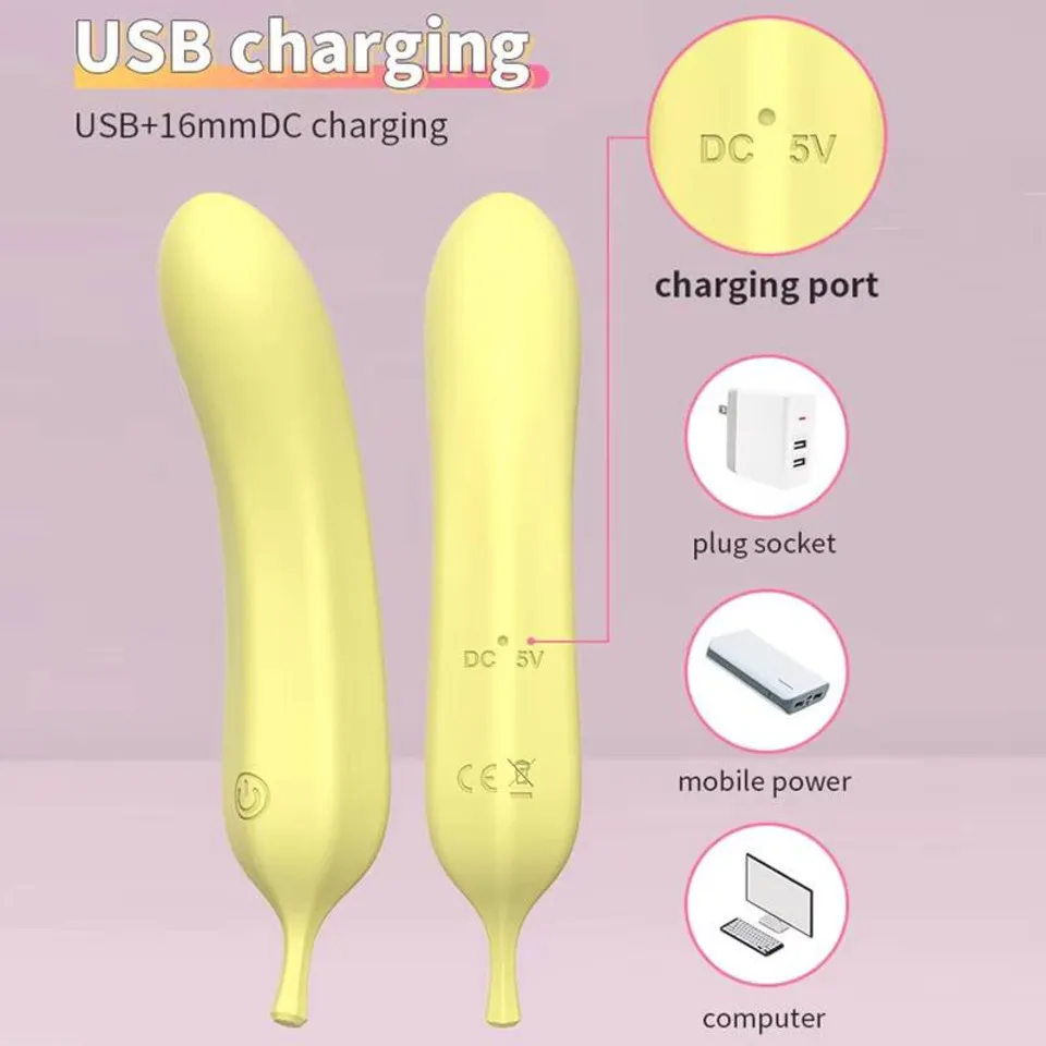 هزاز موزي مع شحن USB ، سدادة مهبلية ، محفز البظر والحلمة ، سيليكون سائل ، ناعم ومقاوم للماء ، 21 وضعًا