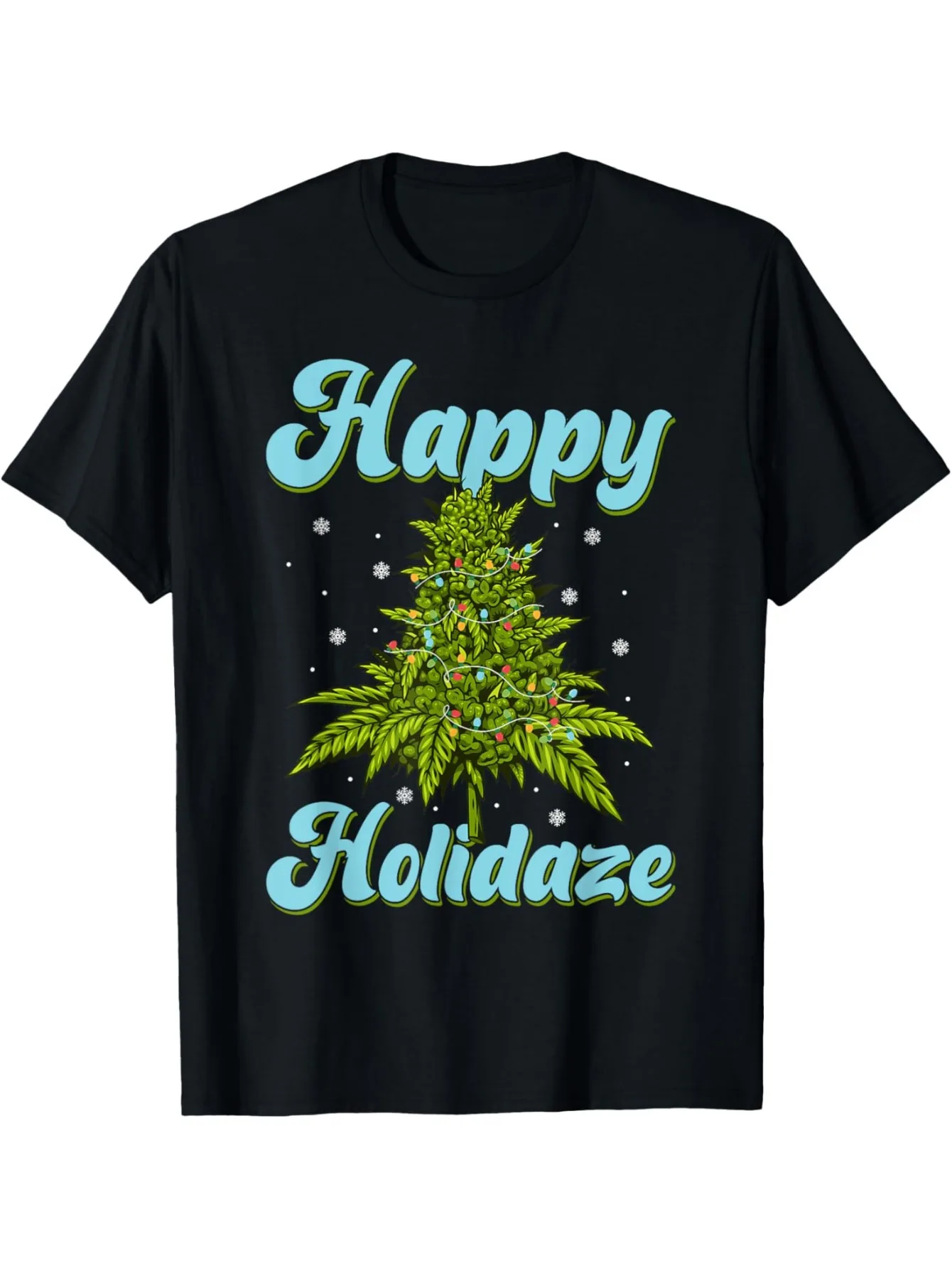 Thappy Holidaze Weed Cannabis Christmas Trees T-Shirt, Turkey Santa Dabbing T-Shirt, Black Graphic Tee, Crew Neck, Soft , Funny, Stylish, Ultra-Soft, Breathable, Moisture-Wicking, Great for Running And Weekend  Tee HY