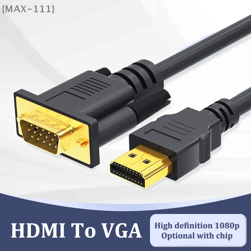 【F2-MAX111】HDMI to VGA Adapter Converter Cable 1.8M - FHD 1920x1080P for Desktop Laptop PC TV Monitor Projector