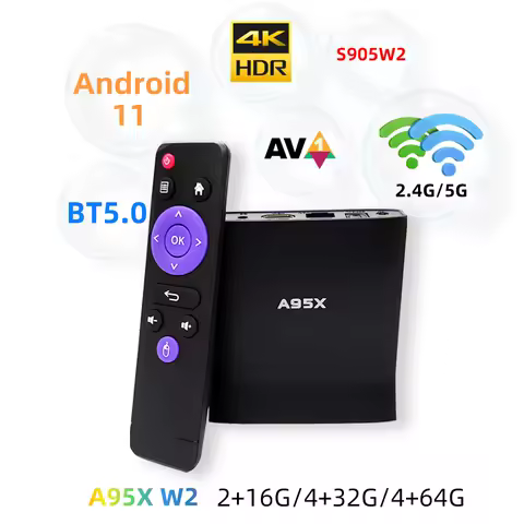 TVBox Android 11 A95X W2 S905W2 4K HDR AV1 2+16G 4+32G 4+64G WIFI 2.4G/5G BT 5.0 IP TV Online Streaming Set Top Box