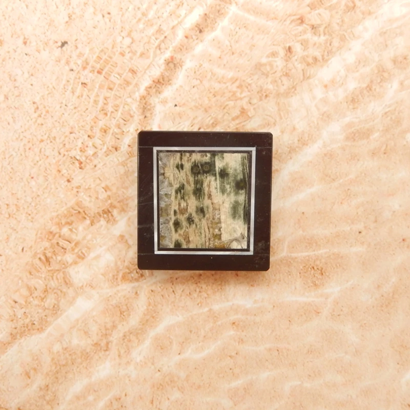 كابوشون مربع مصنوع يدويًا متعدد الأحجار الكريمة - مكون مجوهرات مرصع بقشرة المحيط جاسبر اعوج 27 × 26 × 5 مم - 8.8 جرام #1