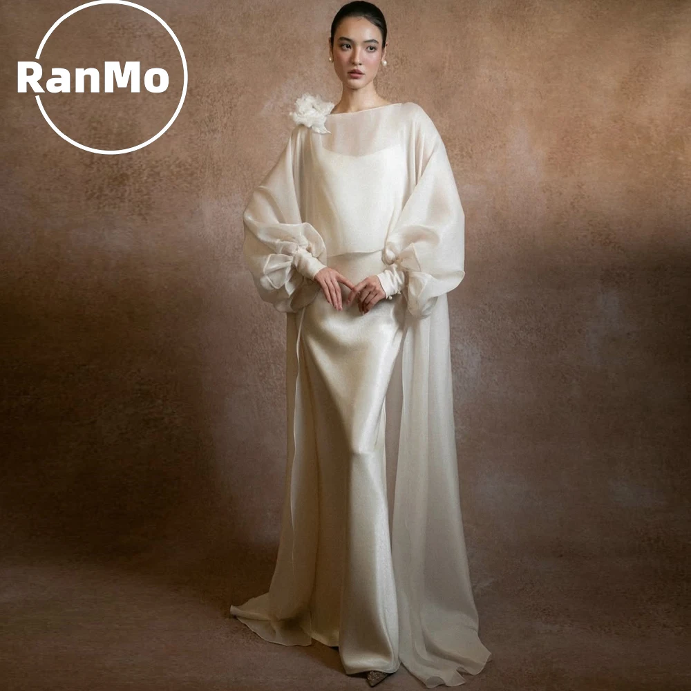 ZanBan New Elegant Mermaid Wedding Dresses 2026 Cap Long Sleeves Photoshoot Floor Length Robe De Mariée Bridal Gowns Customised
