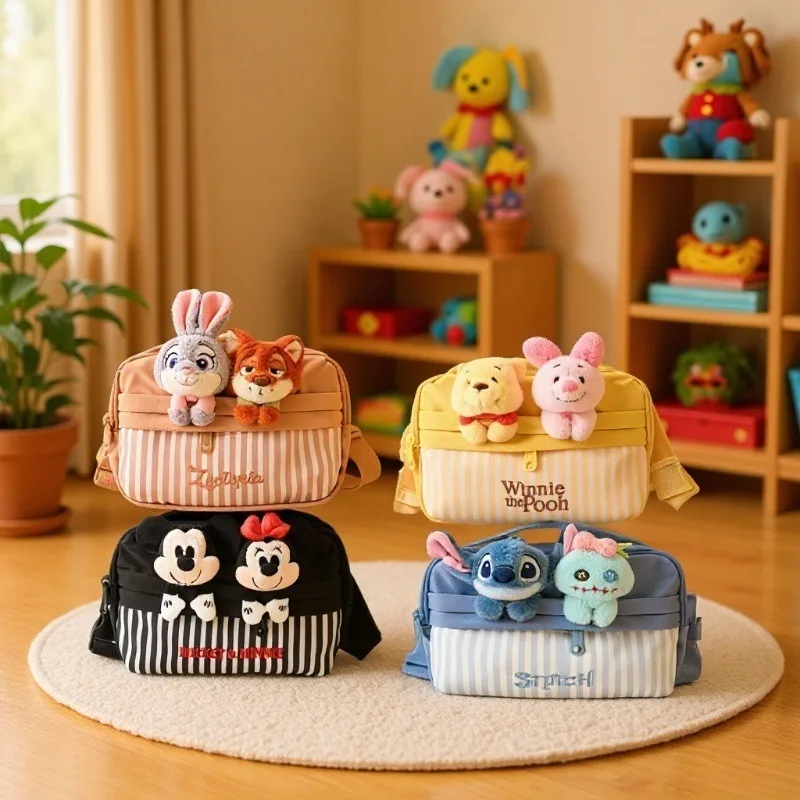 

Disney Stitch Scrump Mickey Minnie Cute Plush Decor Backpack Cartoon Shoulder Bag Daily Use S