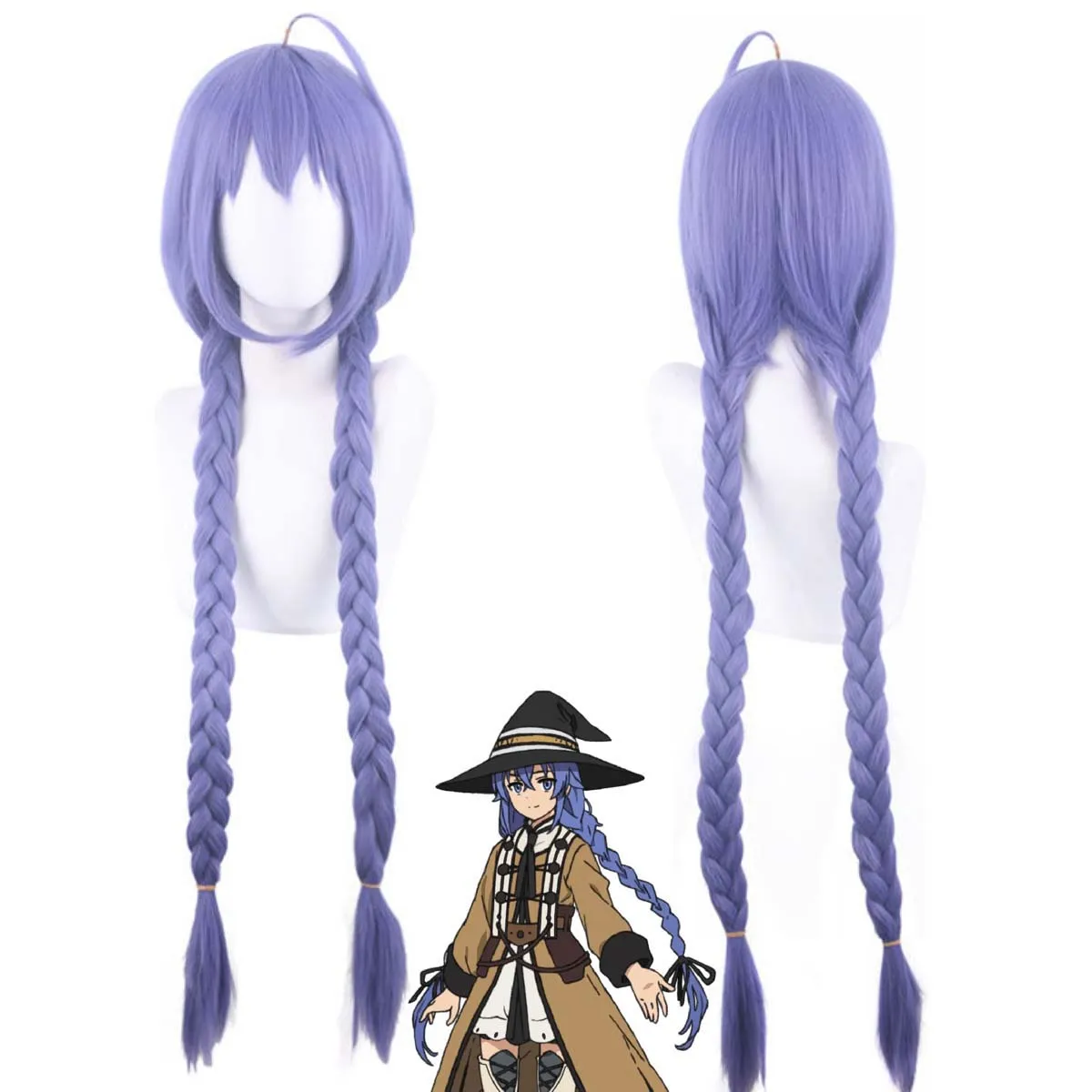 Halloween Role Play Jobless Reincarnation Roxy Cosplay Blue Purple Double Braids Hair Wigs