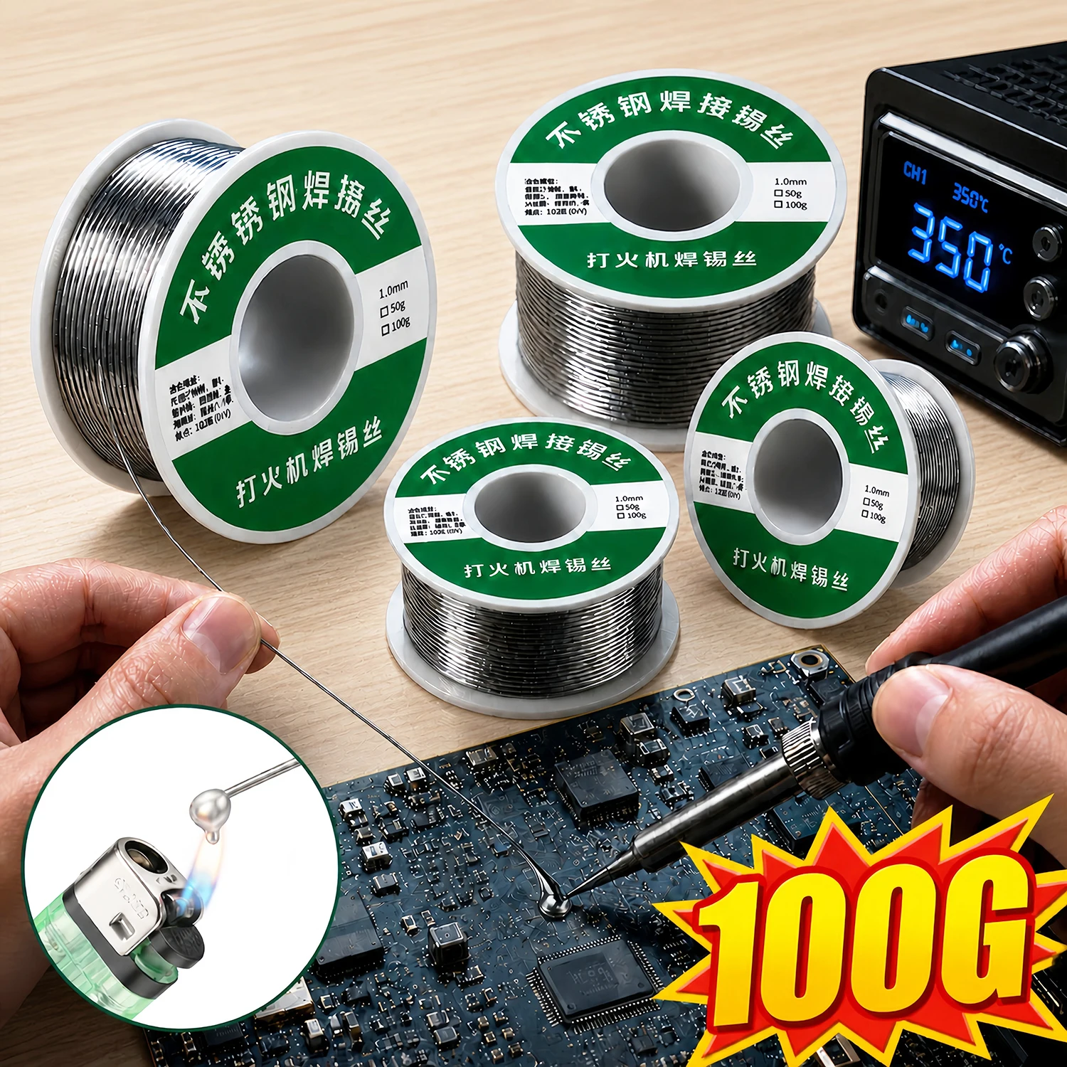 

1.0mm 20g 50g 100g Soldering Tin Wire Tin Melt Rosin Core Solder Soldering Wire Roll No-clean FLUX 2.0% Wire Repair Tool