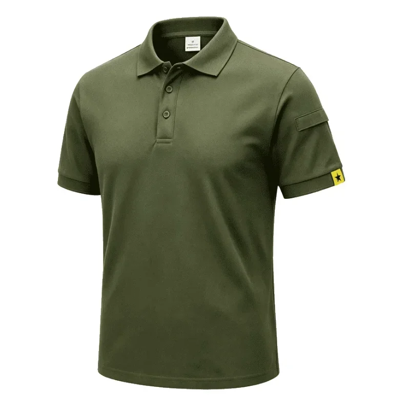 Men's short-sleeved Polo shirt, fitted design, solid-color buttoned sport coat, stylish stand-up collar knit style