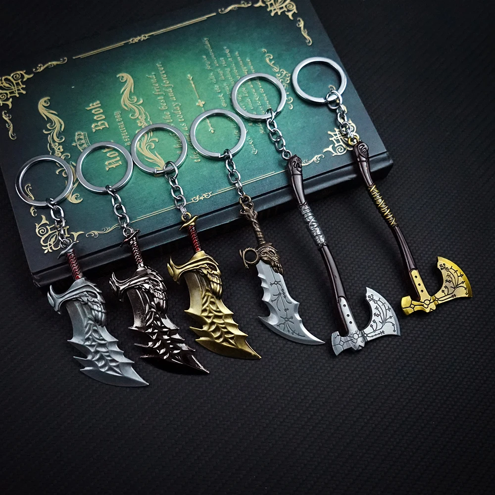 Kratos Axe Leviathan Key Chain Keyring God of War Blades of Chaos Swords Keychain Game Accessories Car Key Ring Pendant llaveros