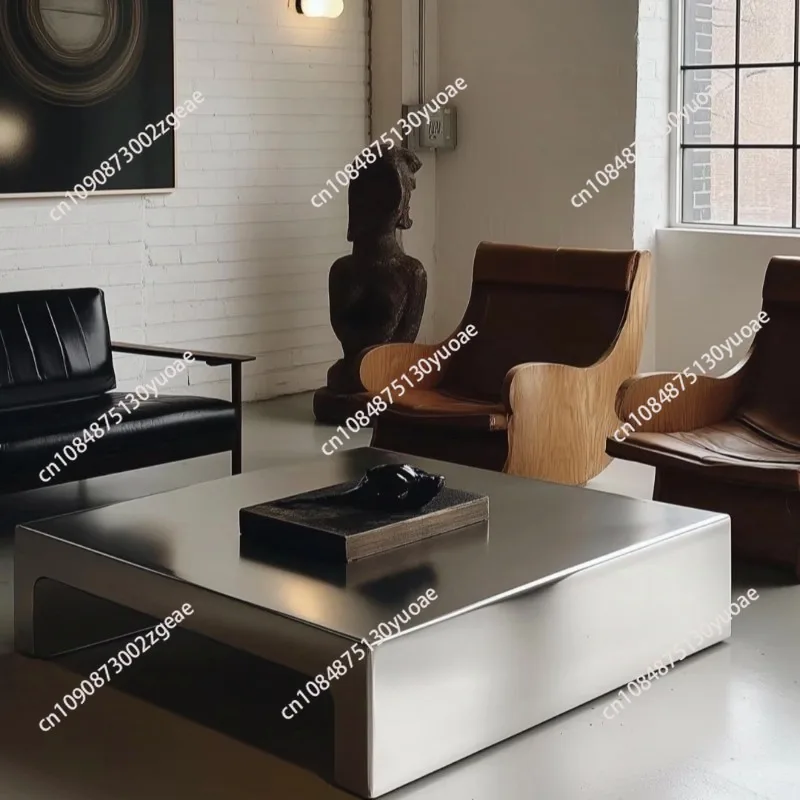 Stainless steel metal coffee table small apartment living room matte