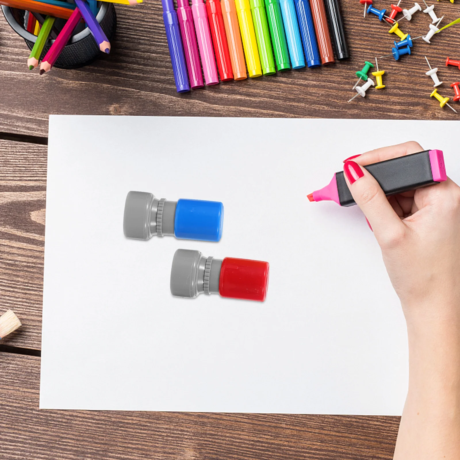 5Pcs Children's Education Stamps Self-Inking Colorful Feedback Stamps Teacher Reward Set for Homework Classroom