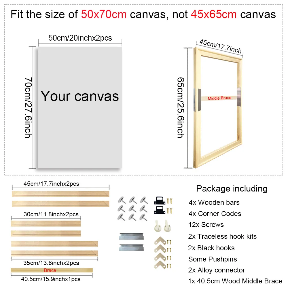 45x65 50x70cm Natural Wooden Picture Frame For Wall Canvas Frame Diamond Painting Frame Picture Poster Wall Frame Home Decor