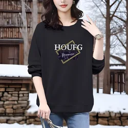 Autumn Winter Fashion Vintage Cotton Sweatshirts Women Long Casual Chic Y2k Printed Loose Hoodies Long Sleeve All-match Pullover