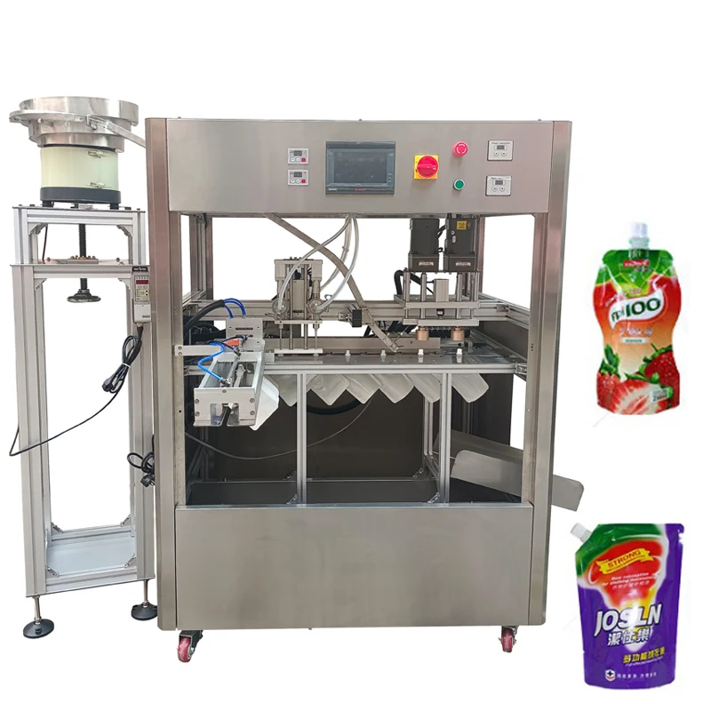 Automatic Juice Filling and Capping Machine for Self Standing Suction Nozzle Spout Pouch