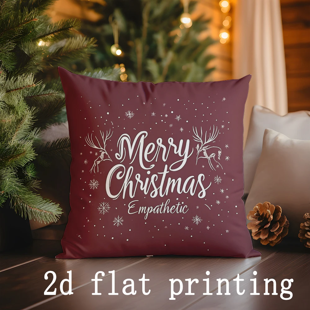 1pcs/4pcs- Christmas Themed Pillow Covers: Hoho, Snowman & Deer , Square Pillow Cover, Modern Sofa Decorative Cushion Cover