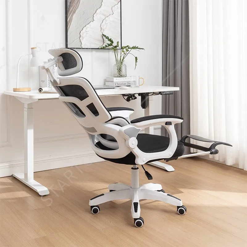 Wooden Ergonomic Chair Dormitory Movable Rotating Study Chair Office Sitting Comfortable Lying Waist Support Office Chair