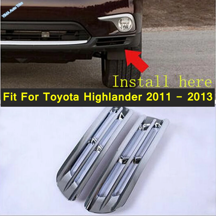 Lapetus Auto Styling Chrome Front Bottom Fog Lights Lamp Cover Trim Auto Accessories For Toyota Highlander 2011 2012 2013