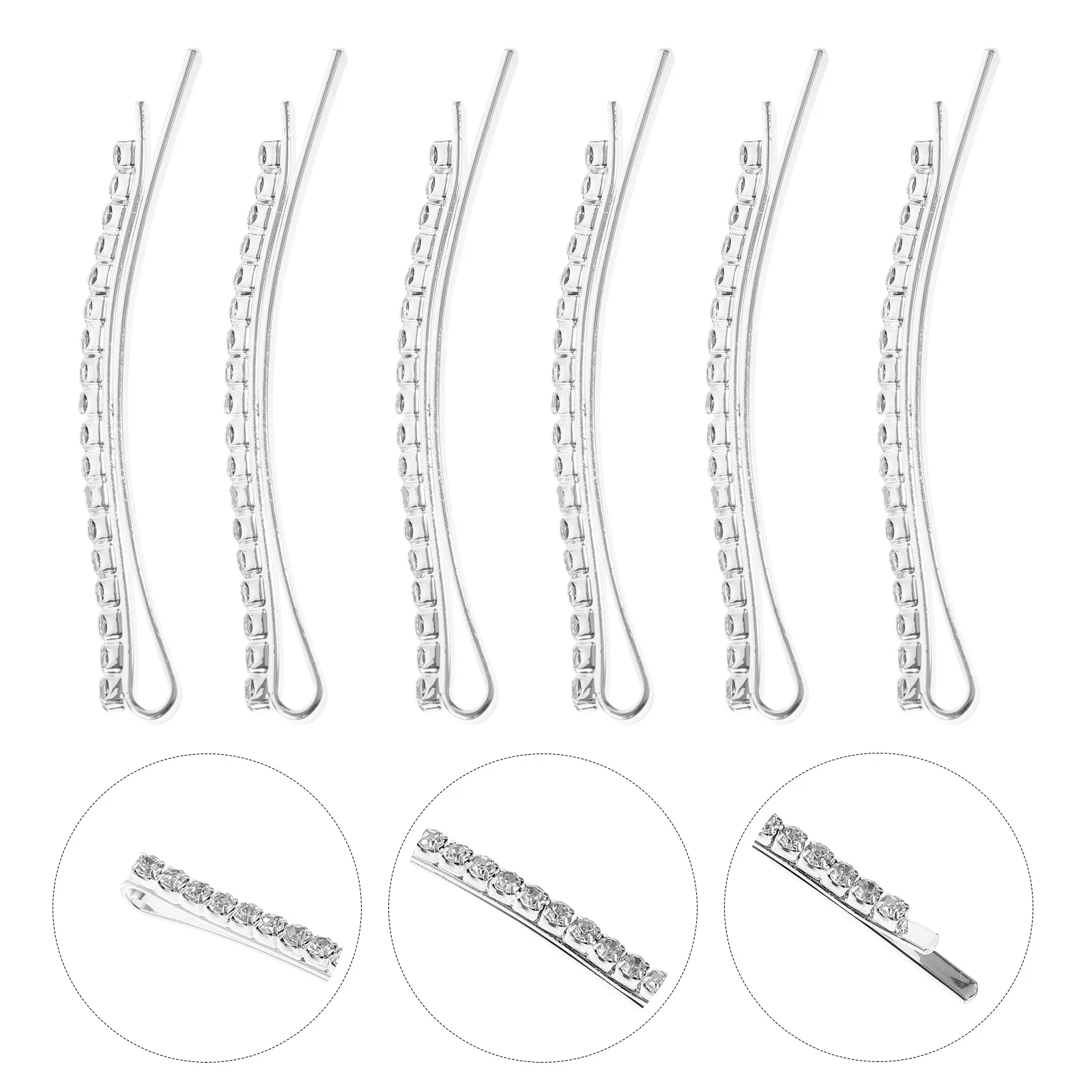 

12 Pcs Single Row Rhinestone Hair Clip Pins for Women Barrettes Accessories
