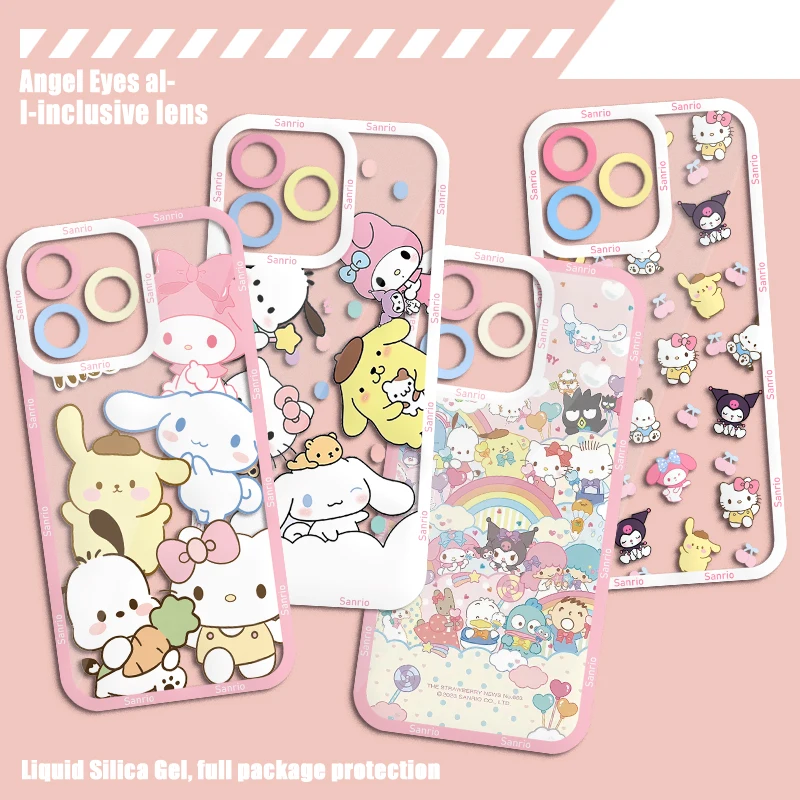 Sanrio Hello Kitty Kuromi Cute Phone Case for Samsung S24 S23 S22 S21 S20 S10 FE Note20 Note10 Plus Ultra Lite 5G Clear Cover