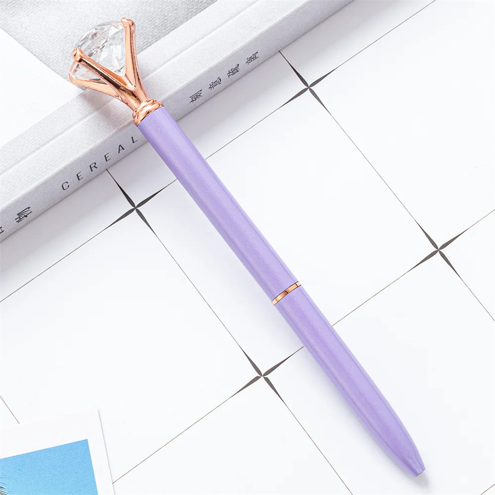 Large Crystal Pen Ballpoint Student Stationery Office Business Gifts 1.0mm Metal Nib Rhinestone Ball Point