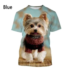 Yorkshire Terrier 3D T-shirt for Boys and Girls Fashion T-shirt Summer Casual Short Sleeve Cute Pet Dog Top