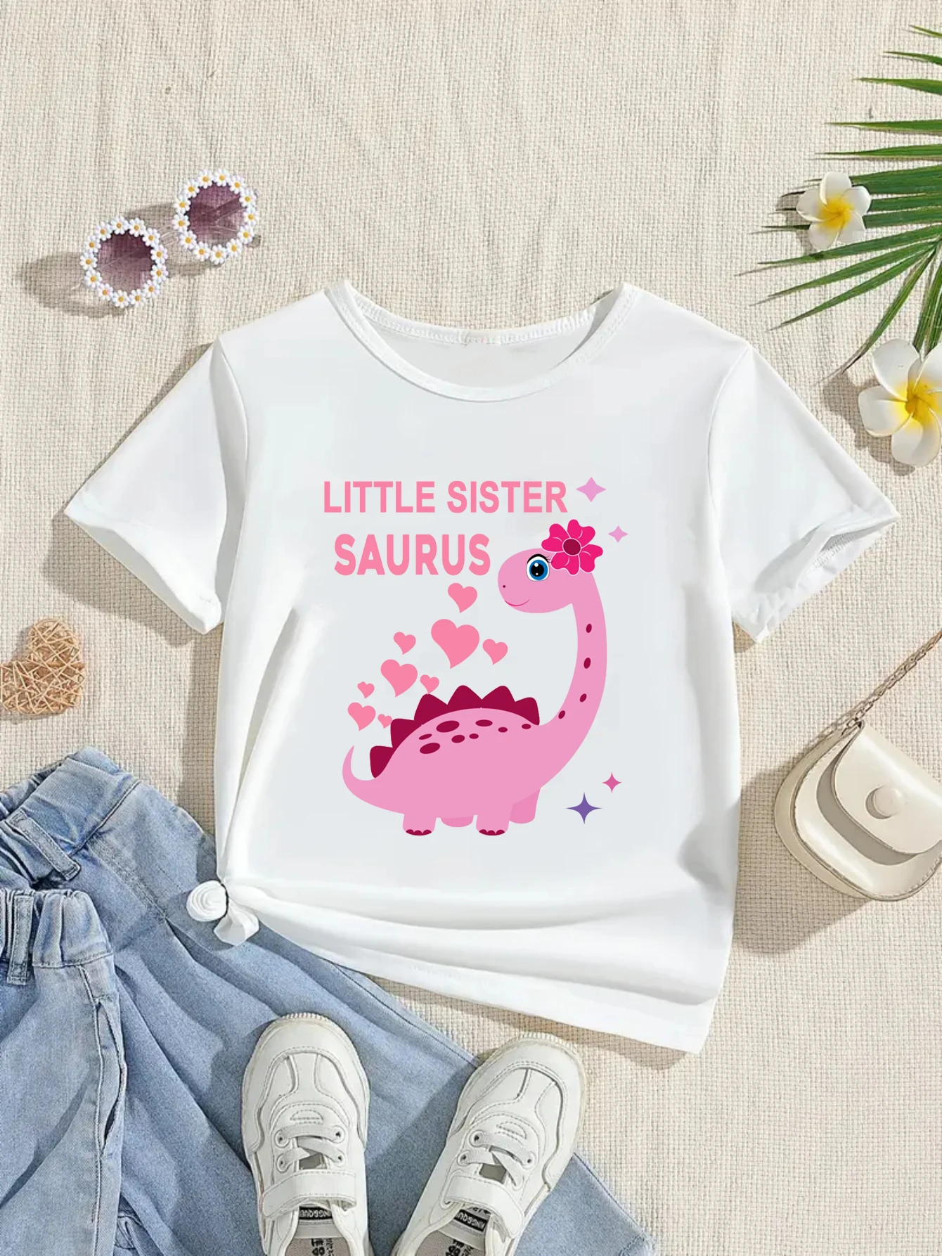 

Dinosaur Big Sister | Middle Sister |Little Sister Dinosaur Saurus Announcement T-Shirt Girls Cute Sisters Shirt Summer Tshirt
