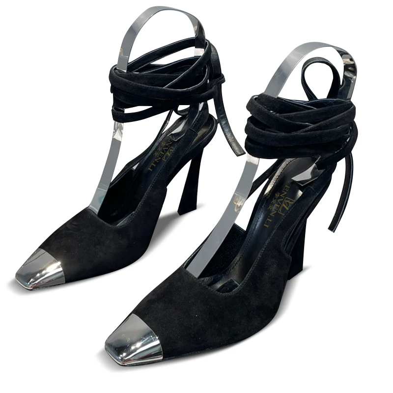 

Italy 2023 new women's shoes, iron head binding horseshoe heel high heel sandals 10.5cm high heels non-slip design high quality