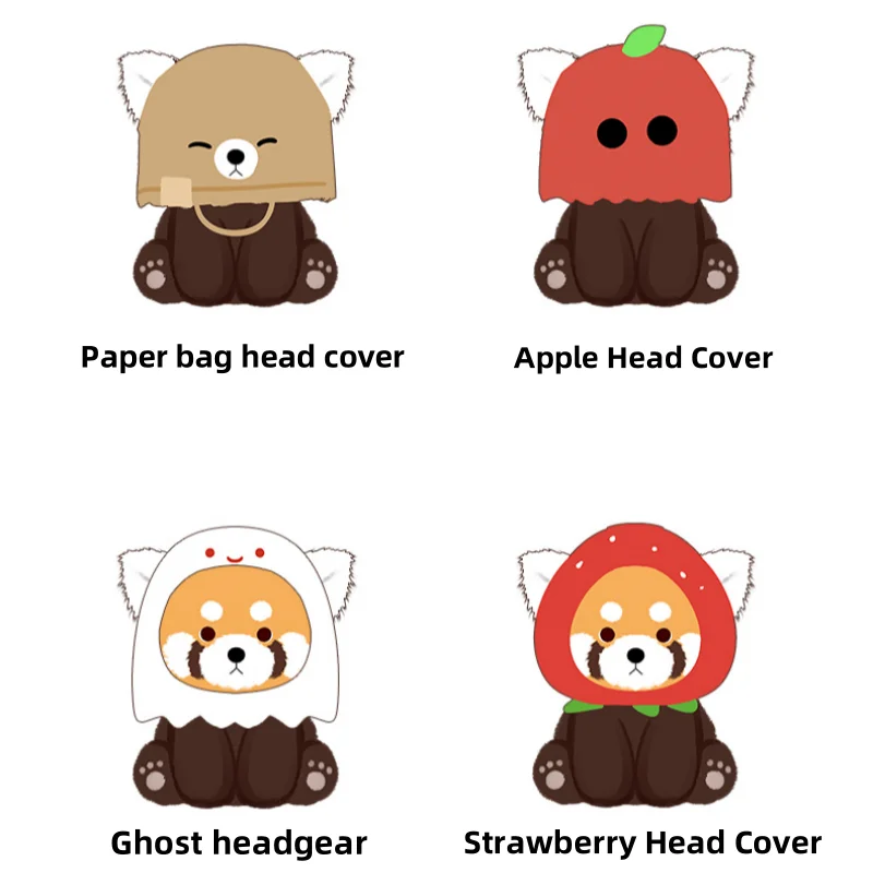 

Red Panda Ghost Paper Bag Headgear Plush Toy Pendant Lesser Panda Raccoon Stuffed Keychain bag Decor Kid Halloween Birthday Gift