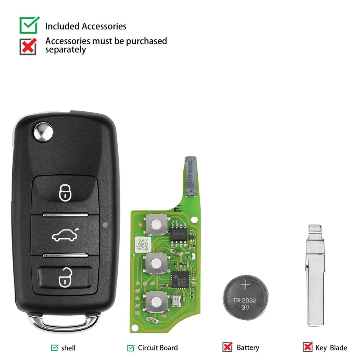 XEB510EN is Suitable for Volkswagen B5 Type Super Remote Control with XT27B Super Chip 3-Key VVDI Remote Control Key