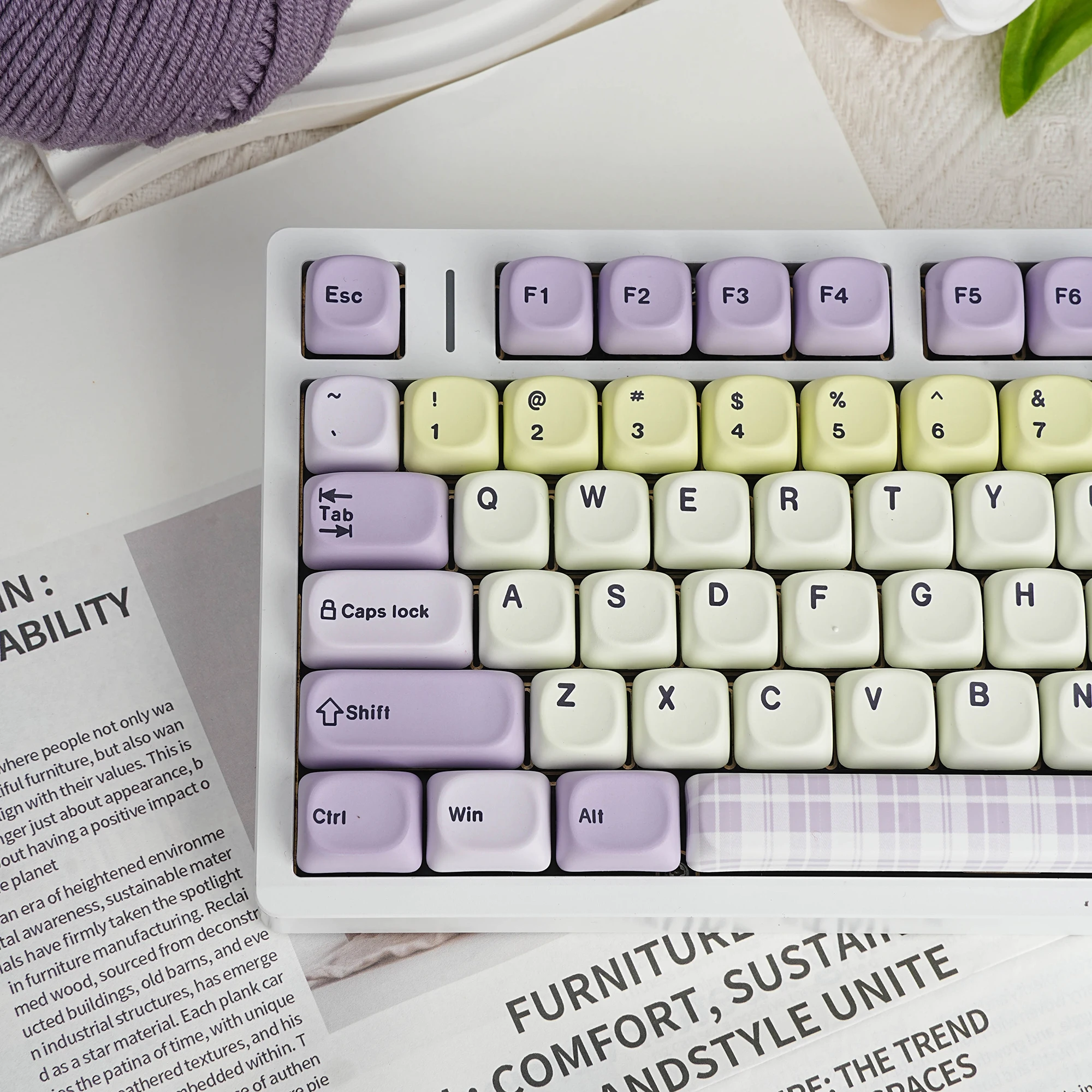 Taro Paste 5-Sided Dye Sub MOA Profile Mechanical Keyboard Keycaps ES DE KR FR ABNT2 Brazil 7u Alice ISO Layout for Custom Keybo