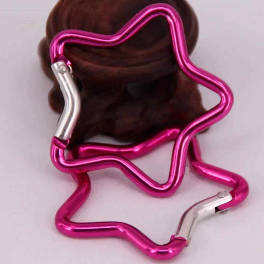 العلامة التجارية الجديدة حلقة تسلق متعددة الأغراض القلب خطاف بنابض 3 قطعة سبائك الألومنيوم الملابس على ظهره نجمة خماسية ملونة #6